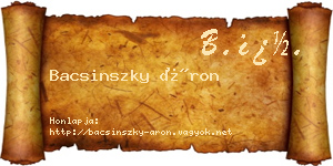 Bacsinszky Áron névjegykártya