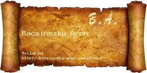 Bacsinszky Áron névjegykártya